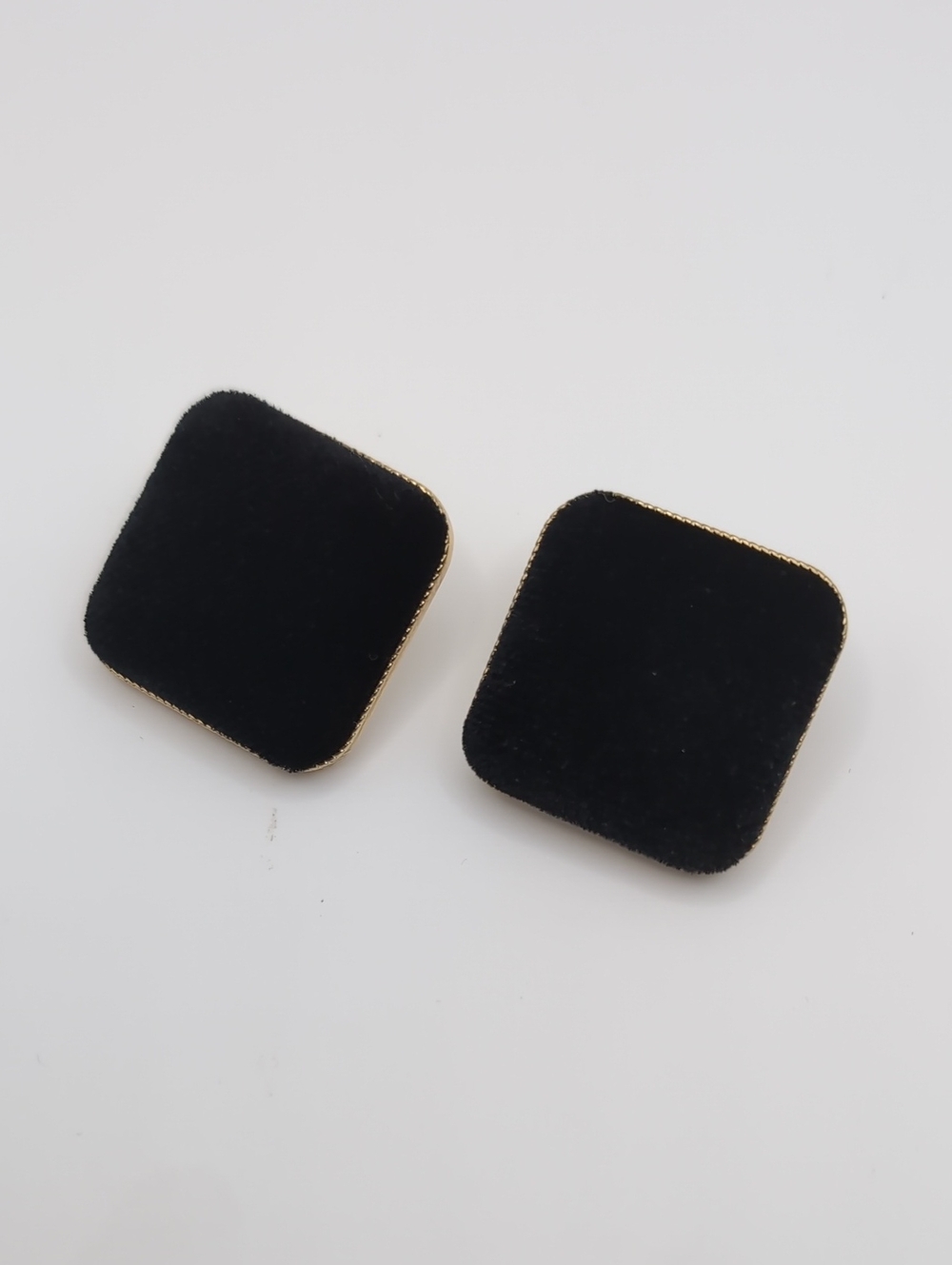 INC Black Velvet Earrings Rhombus Geometric Shape Goldtone Edges NWT $24.50